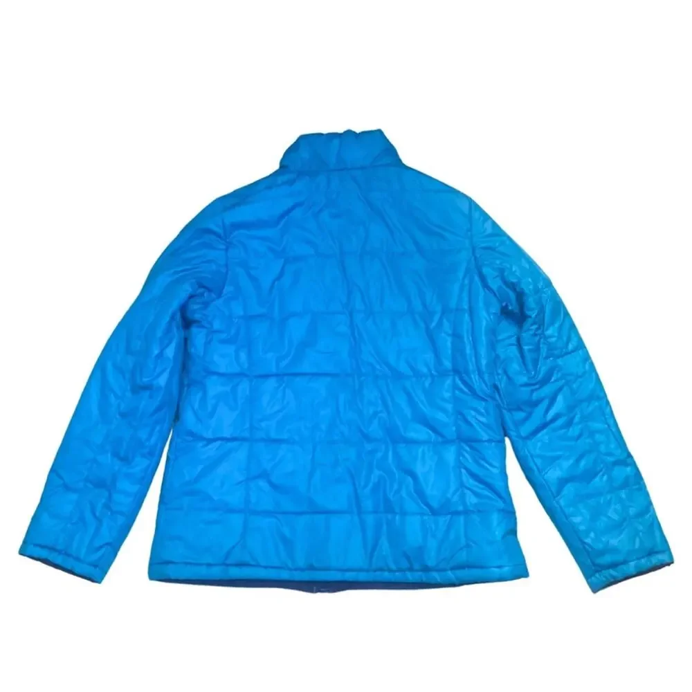Reversible Blue Quilted Puffer Barn Jacket Small Winter Lightweight Y2K Nautical - Picture 9 of 11